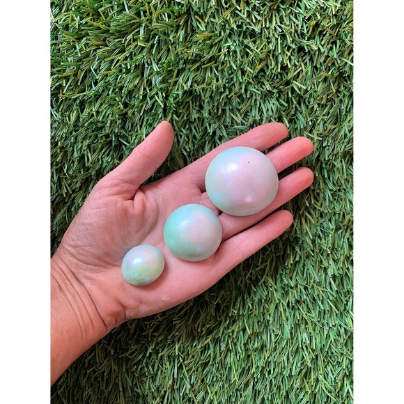 THREE (3) Chalkware Bubbles - Iridescent Pink Green Blue - Picture 1 of 3